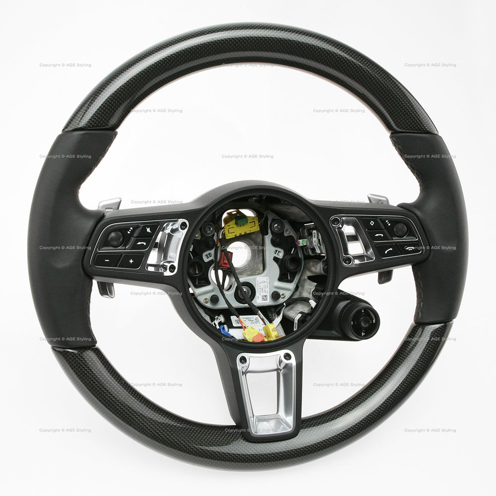 Porsche Cayenne Turbo PDK Lenkrad aus Carbonfaser und schwarzem Leder (Baujahre 2019–2023) # 9Y0-419-091-LE-A34