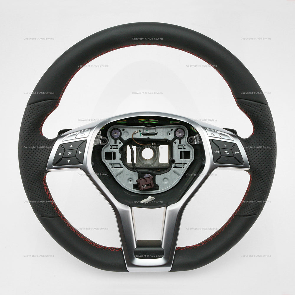 13-14 Mercedes-Benz C250 C300 C350 C63 Flat Bottom Steering Wheel # 204-460-45-03-3D16, 204 460 45 03 3D16, A2044604503, 204-460-54-03-3D16, 204 460 54 03 3D16, A2044605403