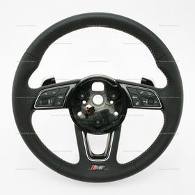 18-20 Audi RS5 Punched Leather Heated Steering Wheel with Extended Gear Shift Paddles # 8W0-419-091-DD-NOQ, 8W0 419 091 DD NOQ, 8W0419091DDNOQ
