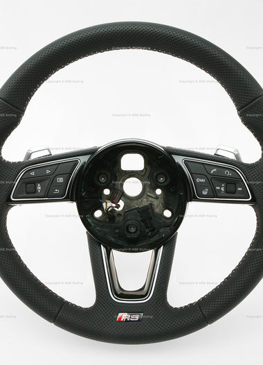 18-22 Audi RS5 Punched Leather Heated Steering Wheel with Chrome Gear Shift Paddles # 8W0-419-091-FD-NOQ, 8W0 419 091 FD NOQ, 8W0419091FDNOQ