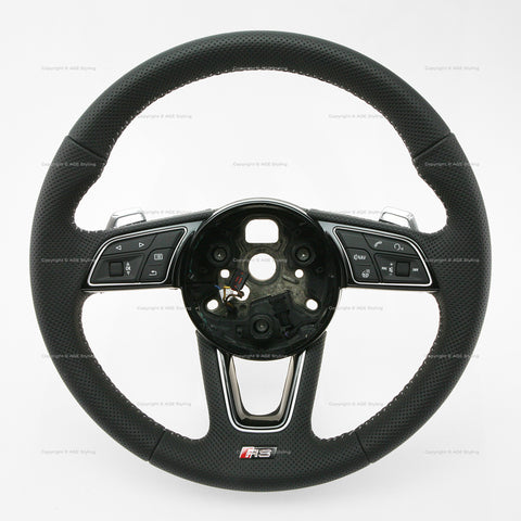 18-22 Audi RS5 Punched Leather Heated Steering Wheel # 8W0-419-091-FD-NOQ