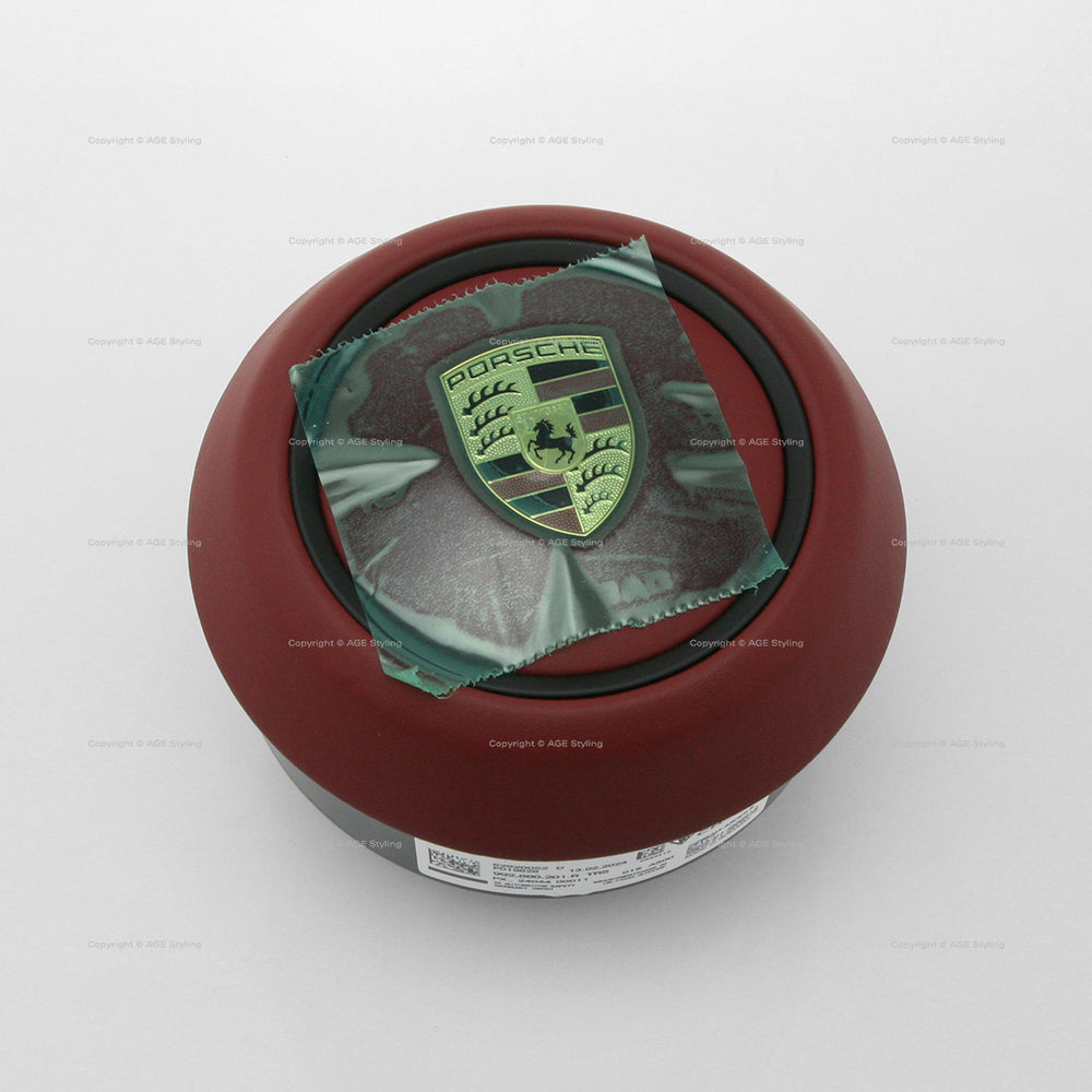 Porsche 911 Driver Airbag Bordeaux Red Leather # 992-880-201-R-TRS, 992 880 201 R TRS, 992880201RTRS, 992-880-201-M-TRS, 992 880 201 M TRS, 992880201MTRS