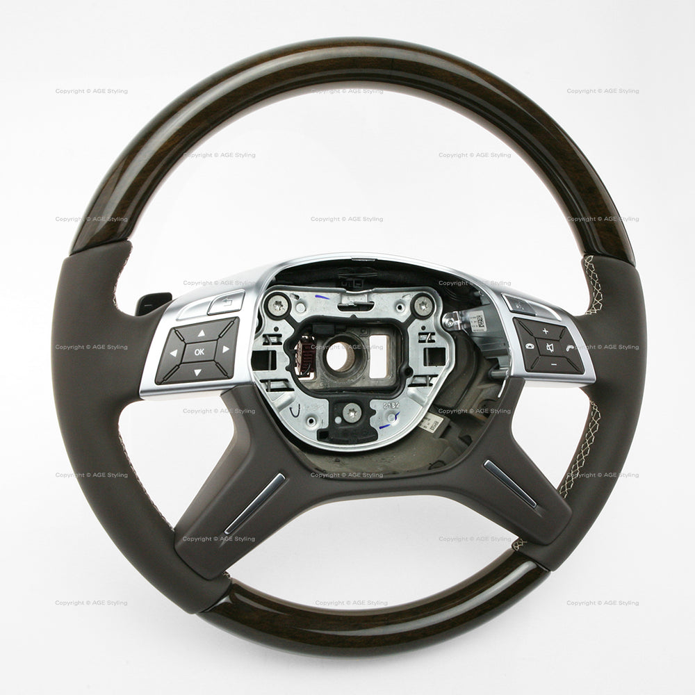 12-16 Mercedes-Benz GL350 GL450 GL550 ML350 ML550 Brown Eucalyptus Wood Steering Wheel # 166-460-15-03-8P18