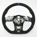 22-25 Audi RS3 Flat Bottom Suede Steering Wheel Blue Top # 82A-419-091-AT-BAV