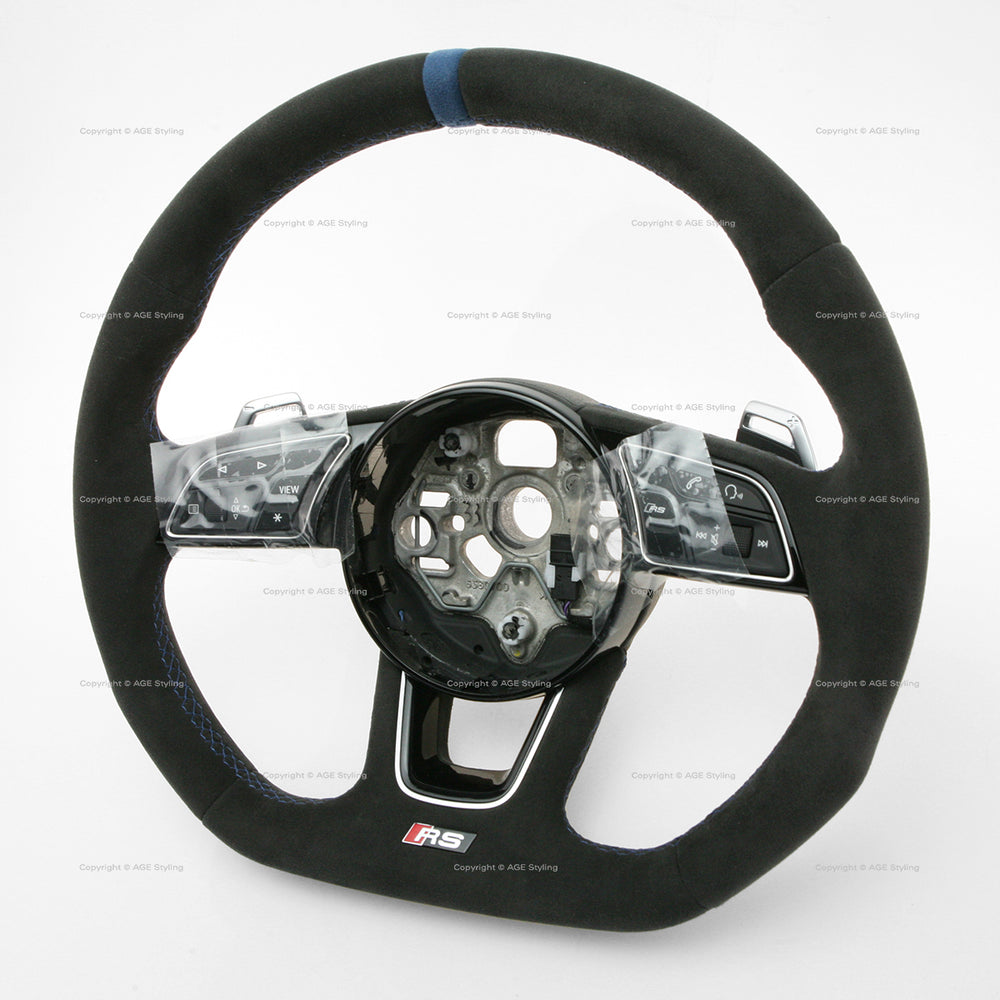 22-25 Audi RS3 Flat Bottom Suede Steering Wheel Blue Top # 82A-419-091-AT-BAV
