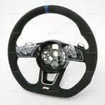 22-25 Audi RS3 Flat Bottom Suede Steering Wheel Blue Top # 82A-419-091-AT-BAV