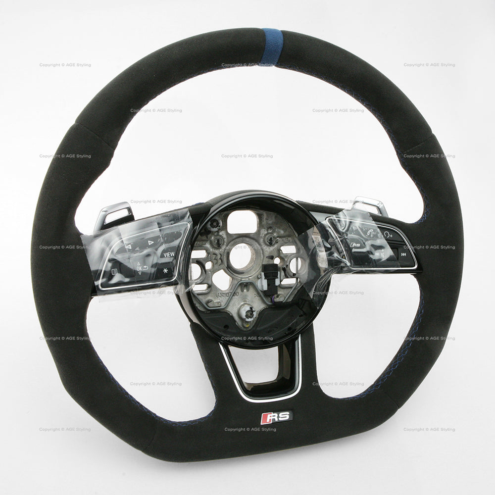 22-25 Audi RS3 Flat Bottom Suede Steering Wheel Blue Top # 82A-419-091-AT-BAV