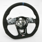 22-25 Audi RS3 Flat Bottom Suede Steering Wheel Blue Top # 82A-419-091-AT-BAV