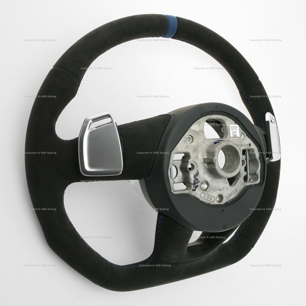 22-25 Audi RS3 Flat Bottom Suede Steering Wheel Blue Top # 82A-419-091-AT-BAV