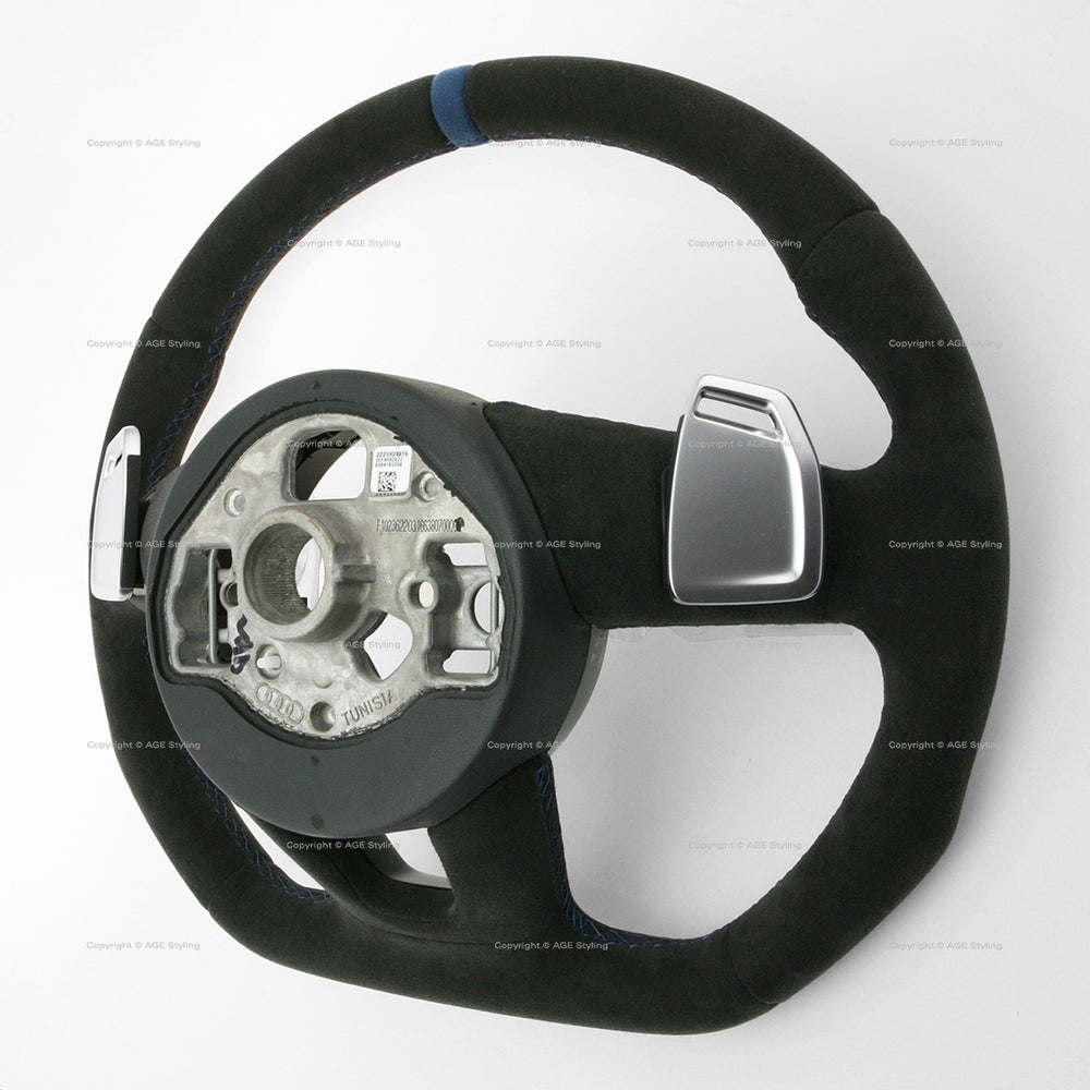 22-25 Audi RS3 Flat Bottom Suede Steering Wheel Blue Top # 82A-419-091-AT-BAV