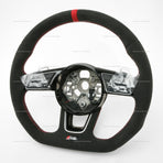 22-25 Audi RS3 Flat Bottom Suede Steering Wheel Red Top # 82A-419-091-AT-IXJ