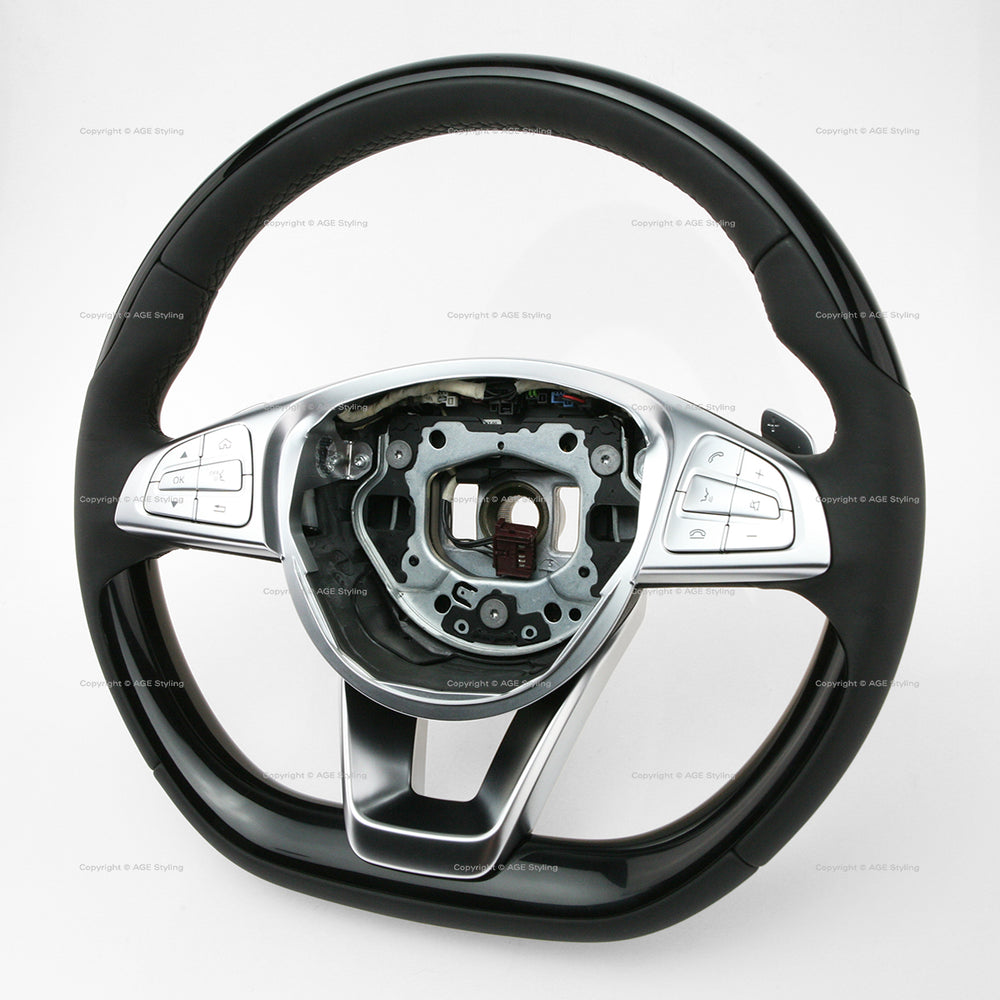 14-17 Mercedes-Benz S550 S600 S63 S65 Piano Black Steering Wheel # 002-460-67-03-9E38