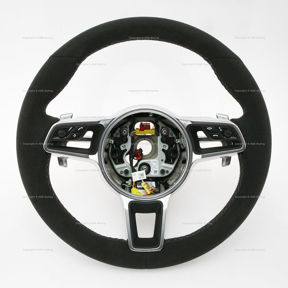 16-19 Porsche Macan Suede Alcantara PDK Steering Wheel # 95B-419-091-AP-2W0, 95B.419.091.AP.2W0, 95B419091AP2W0, 95B-419-091-AG-2W0, 95B.419.091.AG.2W0, 95B419091AG2W0
