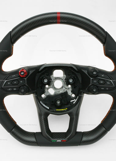 Lamborghini Revuelto Full Carbon Fiber Leather Multimedia Steering Wheel # 47B‑419‑091‑K‑QG8, 47B 419 091 K QG8, 47B419091KQG8