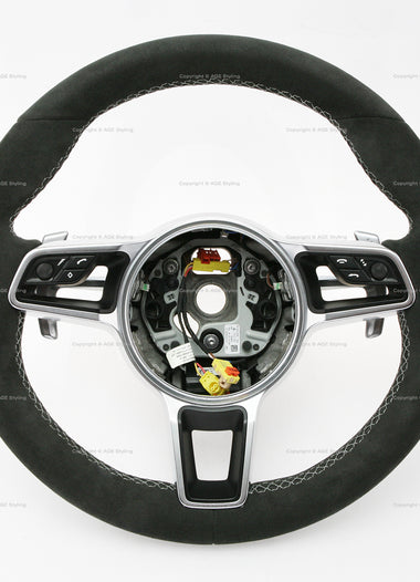 16-19 Porsche Macan Suede Alcantara PDK Steering Wheel # 95B-419-091-T-2W0, 95B 419 091 T 2W0, 95B419091T2W0