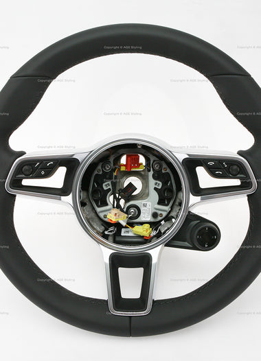 17-24 Porsche Cayman 718 Boxster 911 Steering Wheel with Chrono Multimedia Controls & Heated Rim # 9P1-419-091-LN-A34, 9P1 419 091 LN A34, 9P1419091LNA34