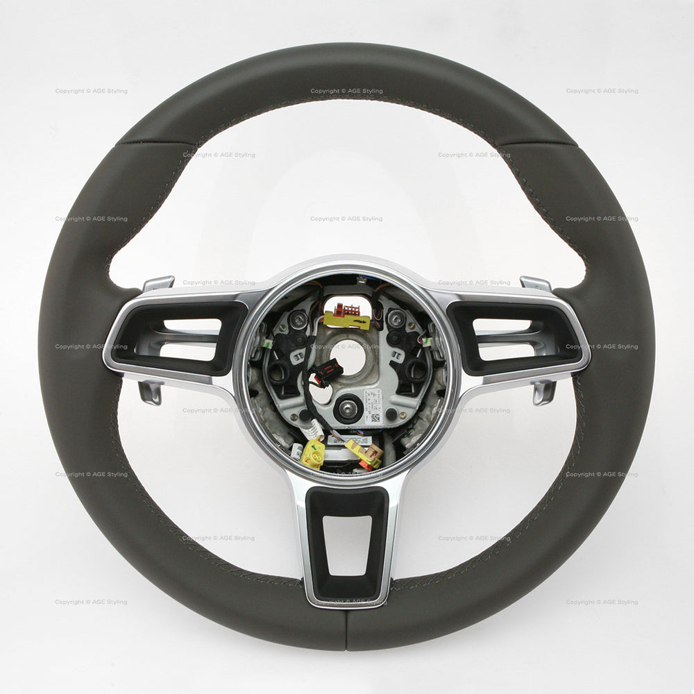 17-26 Porsche Boxster 718 Cayman 911 PDK Steering Wheel Agate Grey # 9P1-419-091-FG-OE5, 9P1 419 091 FG OE5, 9P1419091FGOE5