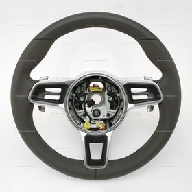 17-26 Porsche Boxster 718 Cayman 911 PDK Steering Wheel Agate Grey # 9P1-419-091-FG-OE5, 9P1 419 091 FG OE5, 9P1419091FGOE5