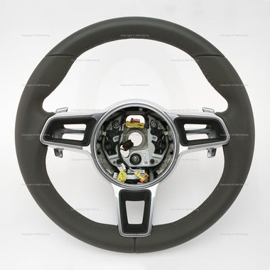 17-26 Porsche Boxster 718 Cayman 911 PDK Steering Wheel Agate Grey # 9P1-419-091-FG-OE5, 9P1 419 091 FG OE5, 9P1419091FGOE5