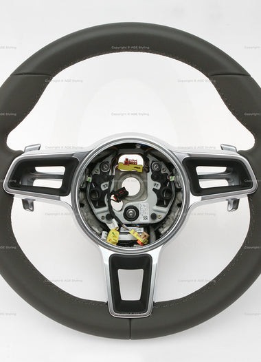 17-26 Porsche Boxster 718 Cayman 911 PDK Steering Wheel Agate Grey # 9P1-419-091-FG-OE5, 9P1 419 091 FG OE5, 9P1419091FGOE5
