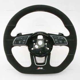 19-21 Audi RS5 Flat Bottom Suede Steering Wheel with Extended Gear Shift Paddles # 8W0-419-091-EF-NTW, 8W0 419 091 EF NTW, 8W0419091EFNTW
