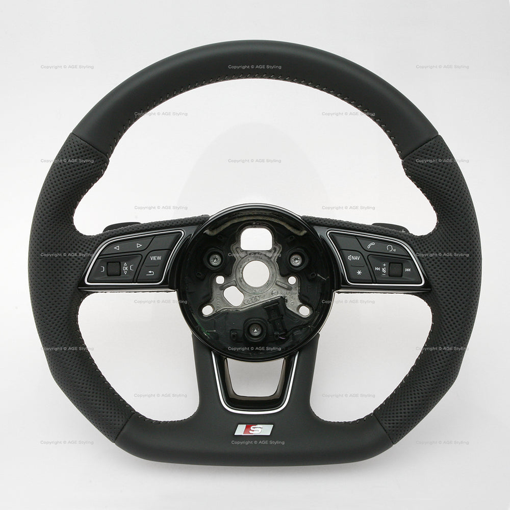 17-24 Audi A3 A4 A5 S3 S54 S5 S-Line Flat Bottom Steering Wheel with Multimedia Controls & Gear Shift Paddles # 8W0-419-091-DH-JAH, 8W0.419.091.DH.JAH, 8W0419091DHJAH, 81A-419-091-AD-JAH, 81A.419.091.AD.JAH, 81A419091ADJAH, 8W0-419-091-AF-JAH, 8W0.419.091.AF.JAH, 8W0419091AFJAH