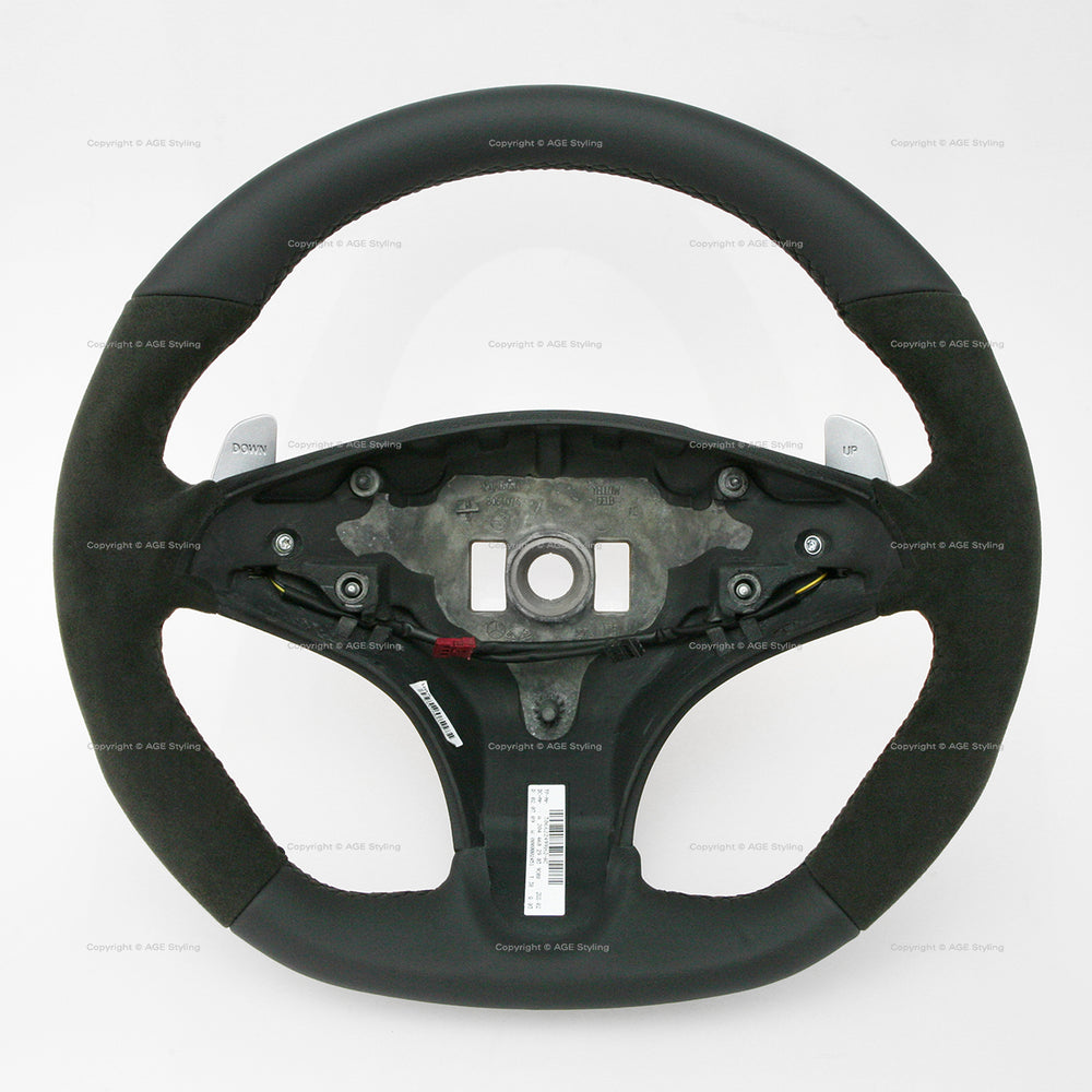 08-11 Mercedes-Benz C63 AMG flat bottom design alcantara & leather steering wheel featuring extended gear shift paddles # 204-460-29-03-9C08