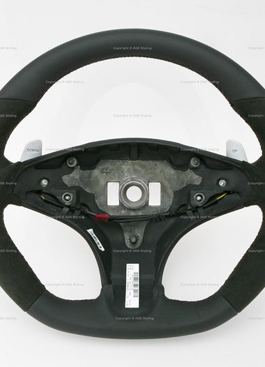 08-11 Mercedes-Benz C63 AMG flat bottom design alcantara & leather steering wheel featuring extended gear shift paddles # 204-460-29-03-9C08