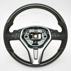 Genuine Mercedes-Benz E350 E400 E550 E63 CLS550 Ash Wood & Black Leather Steering Wheel with Lane Assistant # 218-460-42-03-9E38