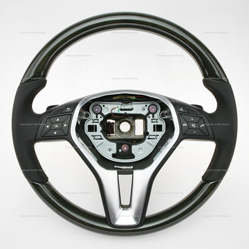 Genuine Mercedes-Benz E350 E400 E550 E63 CLS550 Ash Wood & Black Leather Steering Wheel with Lane Assistant # 218-460-42-03-9E38