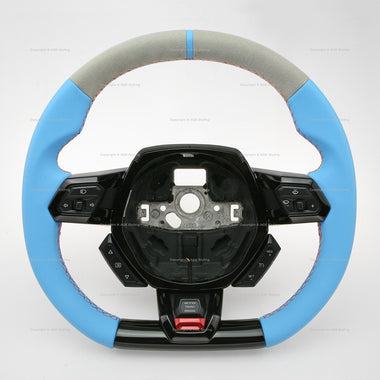 Lamborghini Huracan STO Blue Leather Gray Alcantara Steering Wheel # 4T0-419-091-X