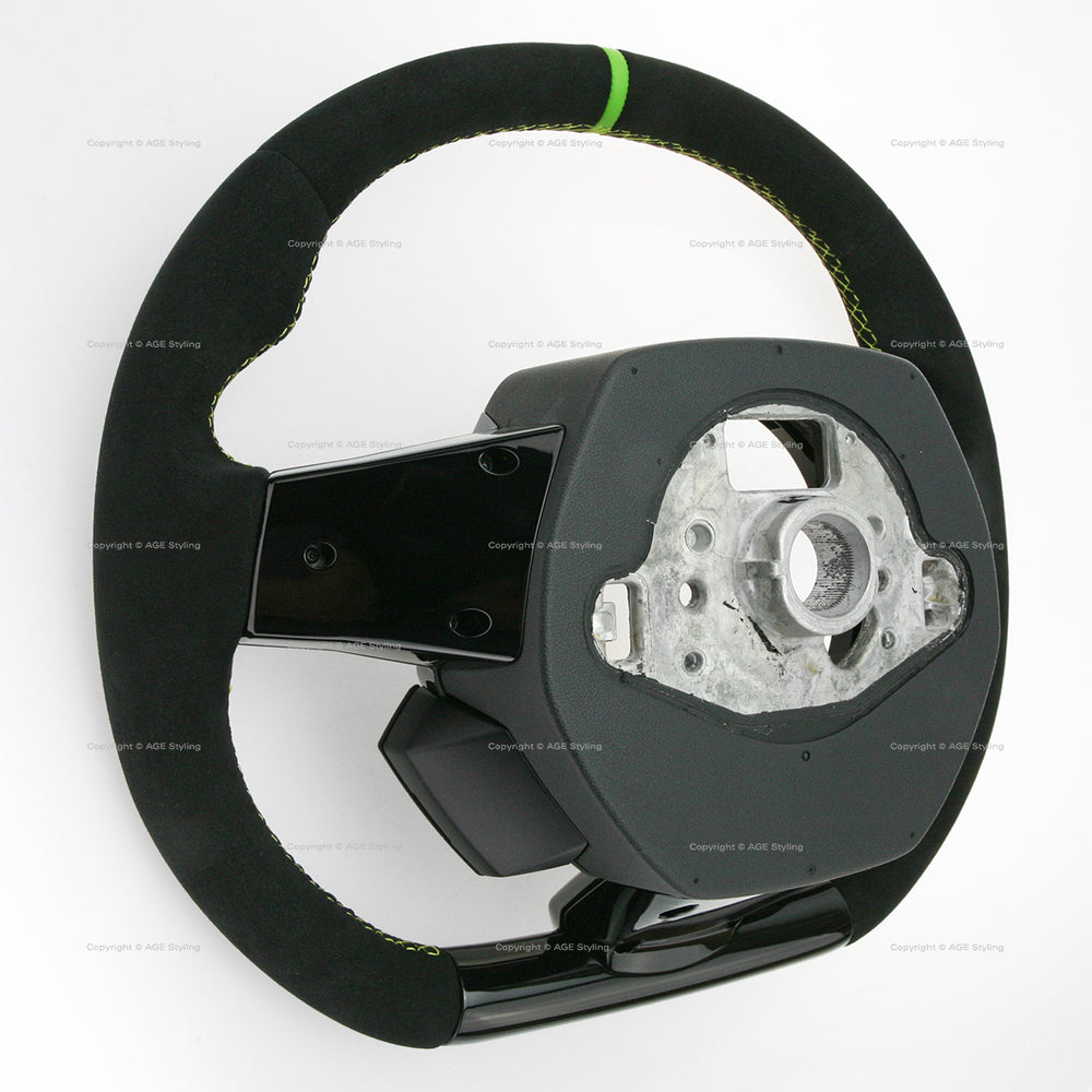 15-24 Lamborghini Huracan STO Black Suede Green Top Steering Wheel # 4T3‑419‑091‑B‑XZ0