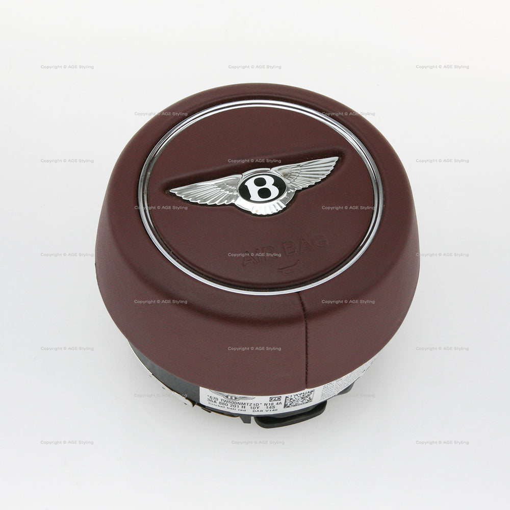 19-26 Bentley Bentayga Continental Flying Spur Driver Airbag Cricket Ball Red Leather # 36A-880-201-H-10Y, 36A 880 201 H 10Y, 36A880201H10Y