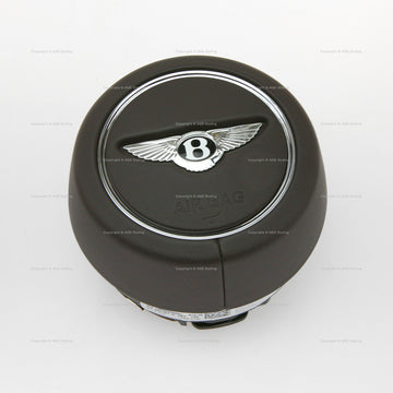 19-26 Bentley Bentayga Continental Flying Spur Driver Airbag Burnt Oak Leather # 36A-880-201-H-2BY, 36A 880 201 H 2BY, 36A880201H2BY