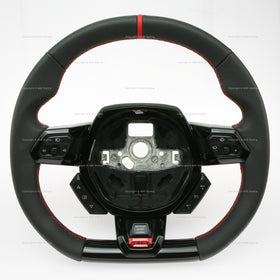 15-24 Lamborghini Huracan Black Leather Red Top Steering Wheel # 4T0-419-091-S