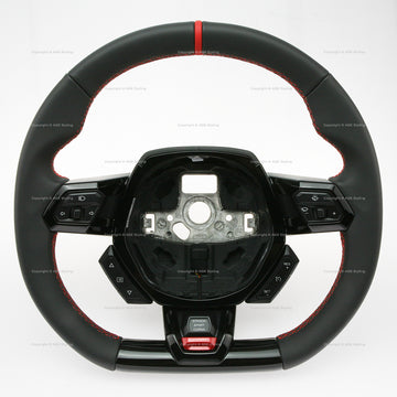 15-24 Lamborghini Huracan Black Leather Red Top Steering Wheel # 4T0-419-091-S