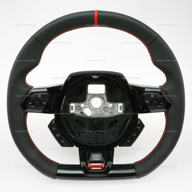 15-24 Lamborghini Huracan Black Leather Red Top Steering Wheel # 4T0-419-091-S