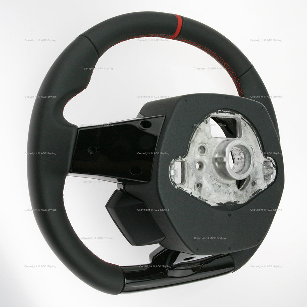 15-24 Lamborghini Huracan Black Leather Red Top Steering Wheel # 4T0-419-091-S