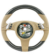 10-16 Porsche Cayenne Panamera Carbon Fiber Steering Wheel Luxor Beige Leather # 7PP-419-091-CM-9J9