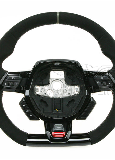 15-24 Lamborghini Huracan STO Black Suede Gray Top Steering Wheel # 4T0-419-091-BX