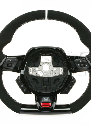 15-23 Lamborghini Huracan STO Black Suede Gray Top Steering Wheel # 4T0-419-091-B